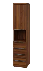 SIN 5 - 44ZND kancelářská skříň, 4-zásuvková/nika, 1-dveřová, levá, 1820x400x400, ořech královský